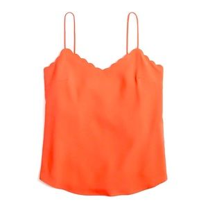 TOP SHOP Neon Coral Scallop Edge Tank